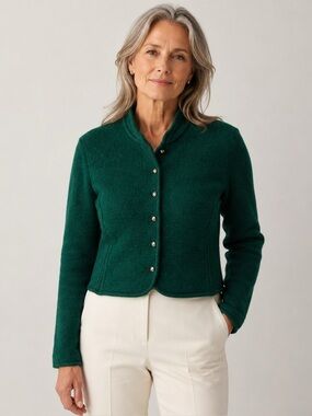 Vintage Deans of Scotland Green Thick Boiled Scottish Wool Cardigan Womens M